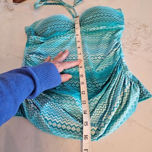 BLUE Rod Beattie Riding A Wave Tankini Swim Top, Turquoise, Size 6 - Picture 9 of 11